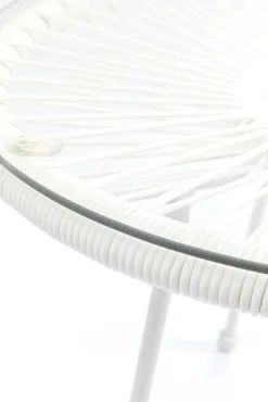 Sale KARE Design Stolik kawowy Acapulco Ø50 cm biały - blat szklany - KARE