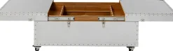 New KARE Design Stolik kawowy barek rozkładany srebrny na kółkach stal nierdzewna 120x75 cm - KARE