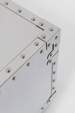 New KARE Design Stolik kawowy barek rozkładany srebrny na kółkach stal nierdzewna 120x75 cm - KARE