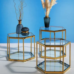 New KARE Design Stolik kawowy Comb 55x48 cm złoty - KARE