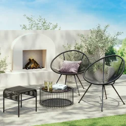 Fashion KARE Design Stolik kawowy czarny stalowy Ø60 cm blat szklany - KARE