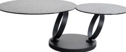Outlet KARE Design Stolik kawowy czarny z 2 szklanymi blatami obrotowymi 133x80 cm - KARE