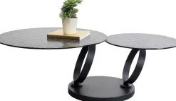 Outlet KARE Design Stolik kawowy czarny z 2 szklanymi blatami obrotowymi 133x80 cm - KARE