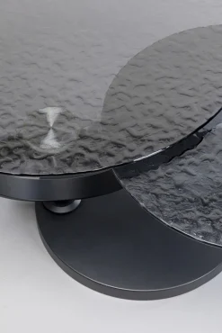 Outlet KARE Design Stolik kawowy czarny z 2 szklanymi blatami obrotowymi 133x80 cm - KARE