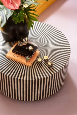 Outlet KARE Design Stolik kawowy Electra Ø75 cm czarno-biały - KARE