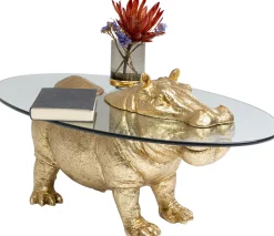 Fashion KARE Design Stolik kawowy Hippo 80 cm złoty - blat szklany - KARE