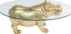 Fashion KARE Design Stolik kawowy Hippo 80 cm złoty - blat szklany - KARE