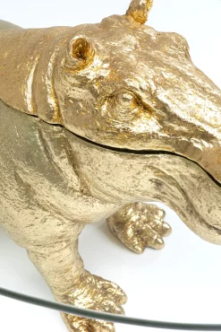 Fashion KARE Design Stolik kawowy Hippo 80 cm złoty - blat szklany - KARE