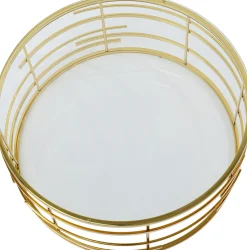 Outlet KARE Design Stolik kawowy Jupiter Ø100 cm transparentno-złoty - KARE