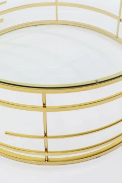 Outlet KARE Design Stolik kawowy Jupiter Ø100 cm transparentno-złoty - KARE