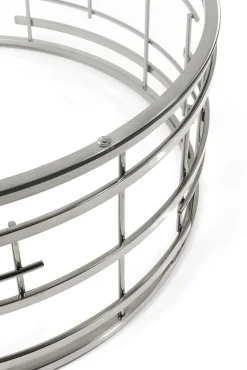 Clearance KARE Design Stolik kawowy Jupiter Ø100 cm srebrny - blat szklany - KARE