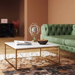 Discount KARE Design Stolik kawowy Key West 90x90 cm biało-złoty - KARE