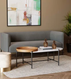 Clearance KARE Design Stolik kawowy Layered 128x55 cm - blat marmur - KARE