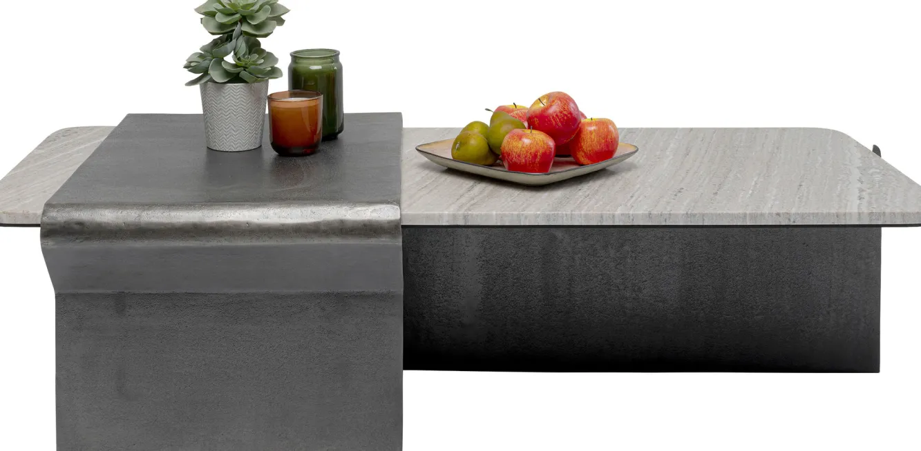 Online KARE Design Stolik kawowy loft marmur i ciemnoszare aluminium 142x70 cm - KARE