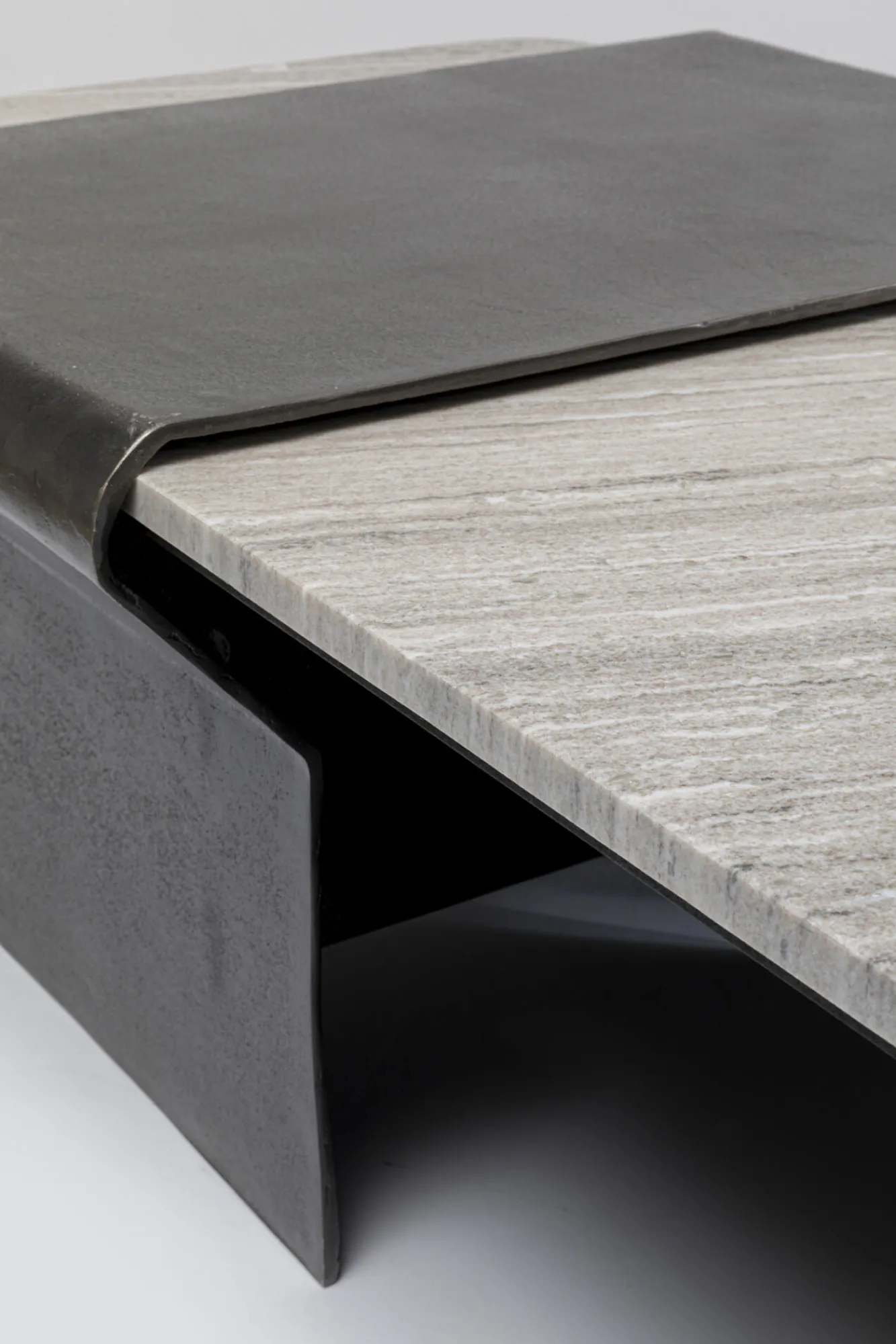 Online KARE Design Stolik kawowy loft marmur i ciemnoszare aluminium 142x70 cm - KARE