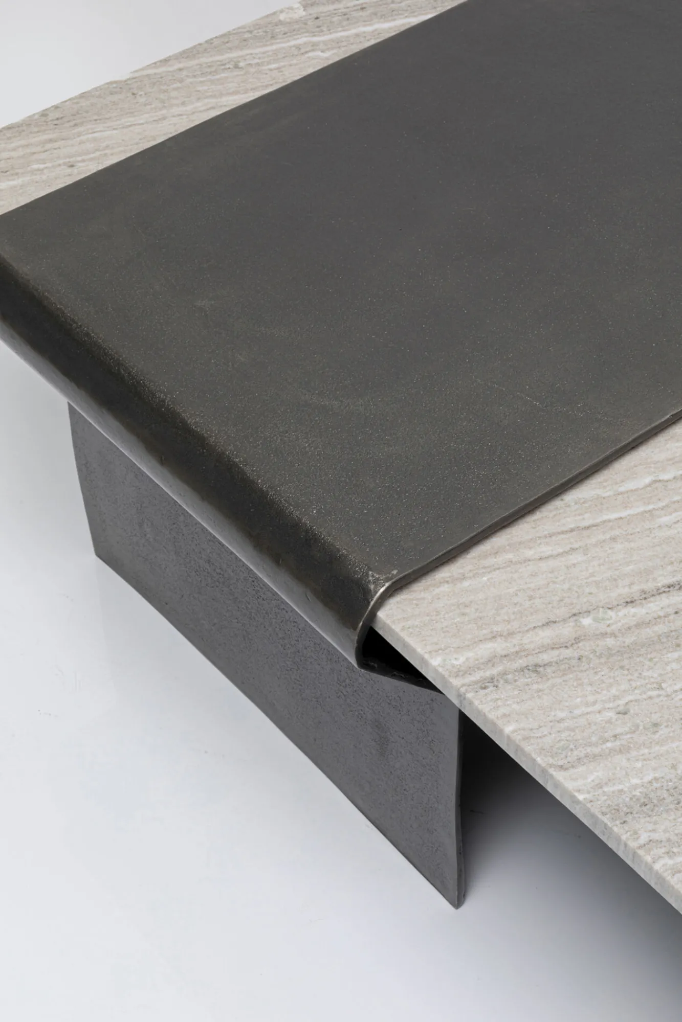 Online KARE Design Stolik kawowy loft marmur i ciemnoszare aluminium 142x70 cm - KARE