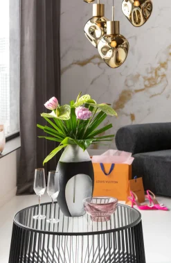 Hot KARE Design Stolik kawowy loft stal czarna i szkło transparentne Ø80 cm - KARE