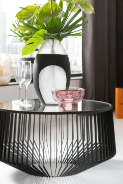 Hot KARE Design Stolik kawowy loft stal czarna i szkło transparentne Ø80 cm - KARE