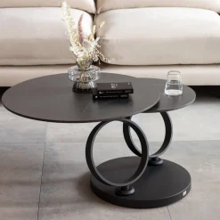 New KARE Design Stolik kawowy obrotowy Beverly 133x80 cm czarny - KARE