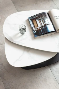 Outlet KARE Design Stolik kawowy obrotowy Franklin 150x58 cm blaty szklane - KARE