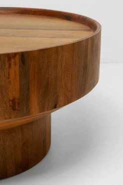 Clearance KARE Design Stolik kawowy okrągły brązowy z drewna mango Ø80 cm - KARE