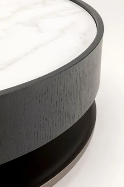 Clearance KARE Design Stolik kawowy okrągły fornir i kamionka Ø93 cm - KARE