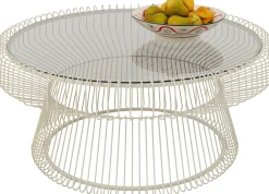 Outlet KARE Design Stolik kawowy okrągły szkło transparentne i stal biała Ø86 cm - KARE