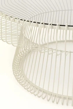 Outlet KARE Design Stolik kawowy okrągły szkło transparentne i stal biała Ø86 cm - KARE