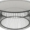 Clearance KARE Design Stolik kawowy okrągły szkło transparentne i stal czarna Ø86 cm - KARE