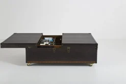 Fashion KARE Design Stolik kawowy rozkładany Bar Colonial 120x75 cm brązowy ekoskóra - KARE