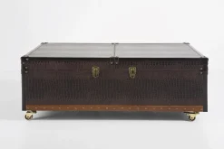 Fashion KARE Design Stolik kawowy rozkładany Bar Colonial 120x75 cm brązowy ekoskóra - KARE