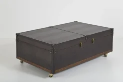 Fashion KARE Design Stolik kawowy rozkładany Bar Colonial 120x75 cm brązowy ekoskóra - KARE