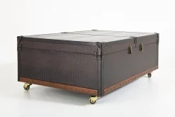 Fashion KARE Design Stolik kawowy rozkładany Bar Colonial 120x75 cm brązowy ekoskóra - KARE