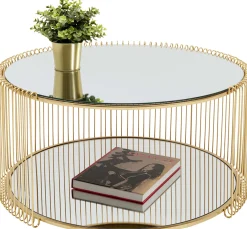 Online KARE Design Stolik kawowy Wire Double mosiężny Ø80cm - KARE