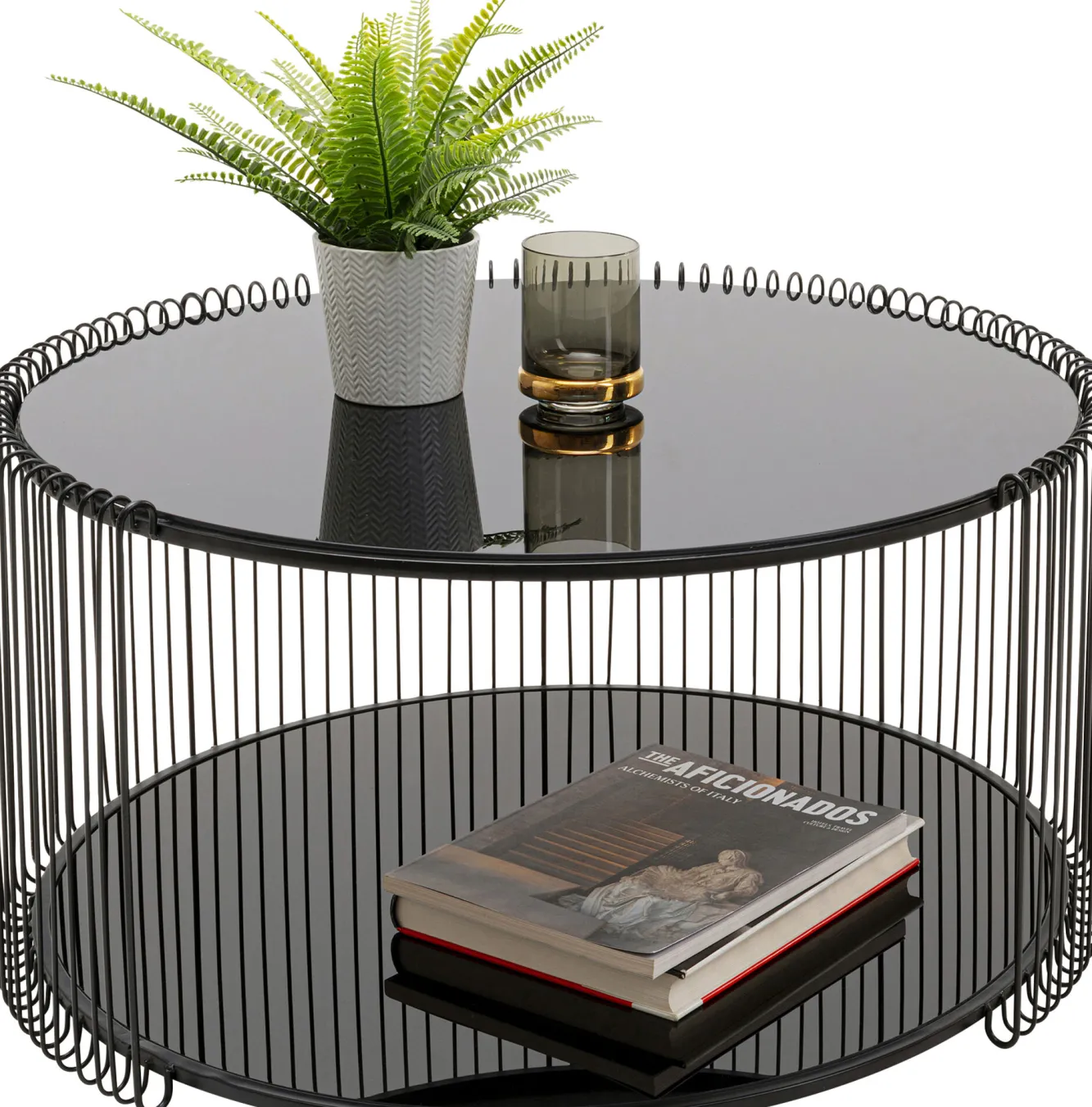 Fashion KARE Design Stolik kawowy Wire Double czarny Ø80cm - KARE