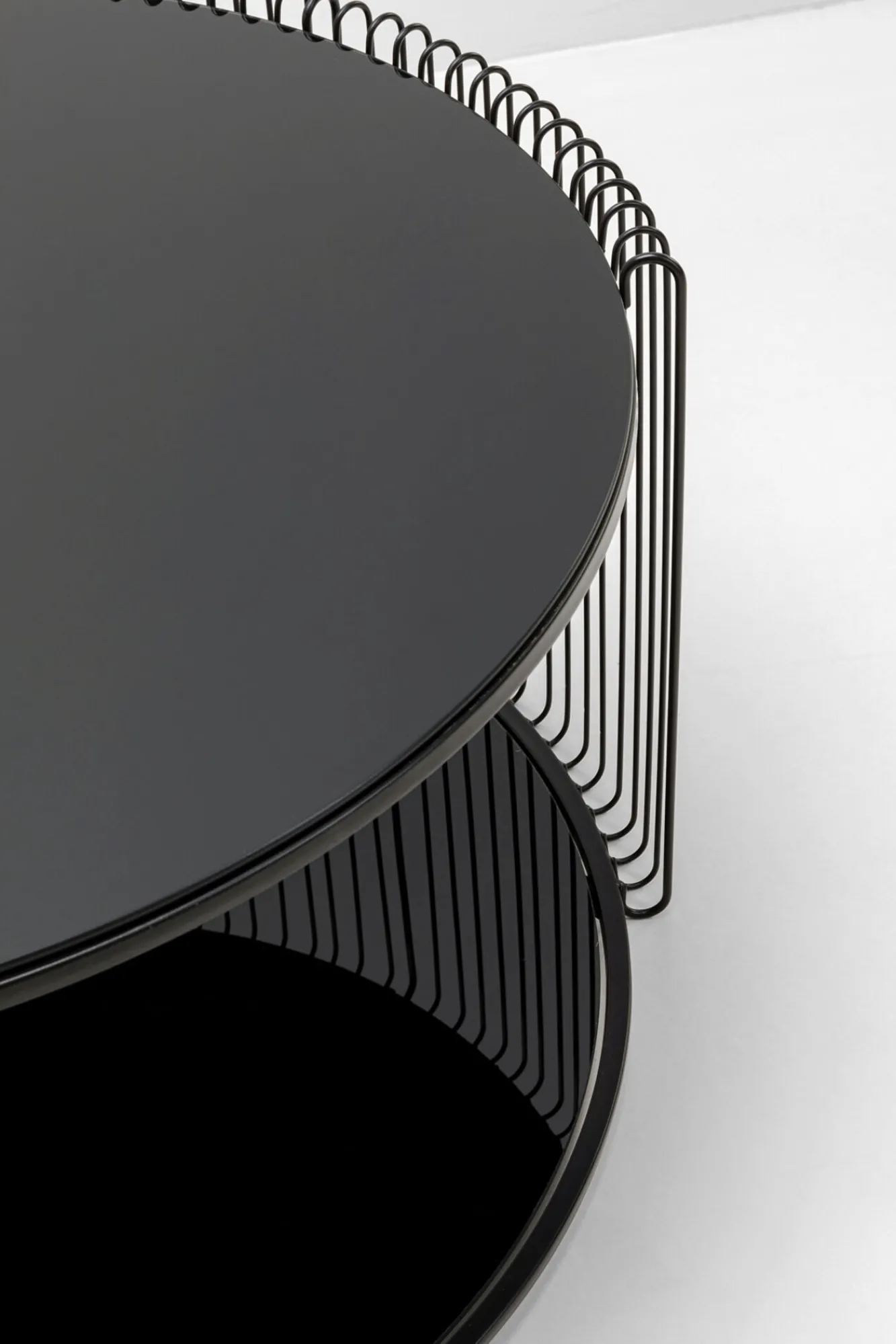 Fashion KARE Design Stolik kawowy Wire Double czarny Ø80cm - KARE