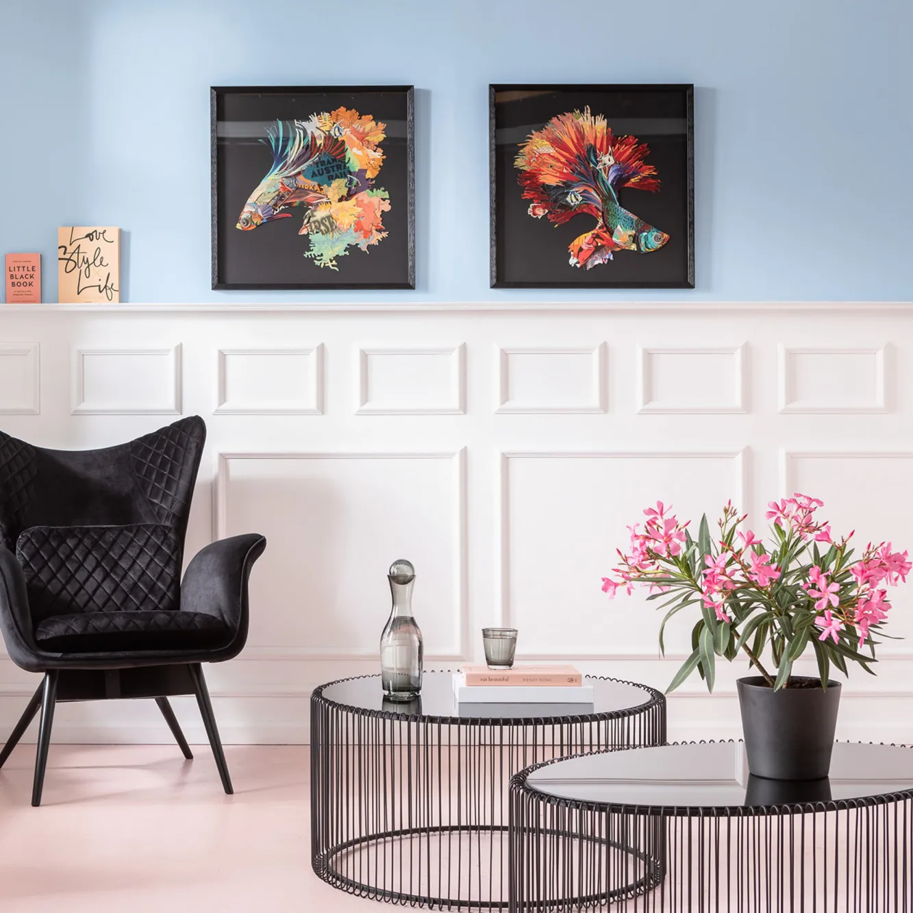 Fashion KARE Design Stolik kawowy Wire Uno Ø80 cm czarny - KARE