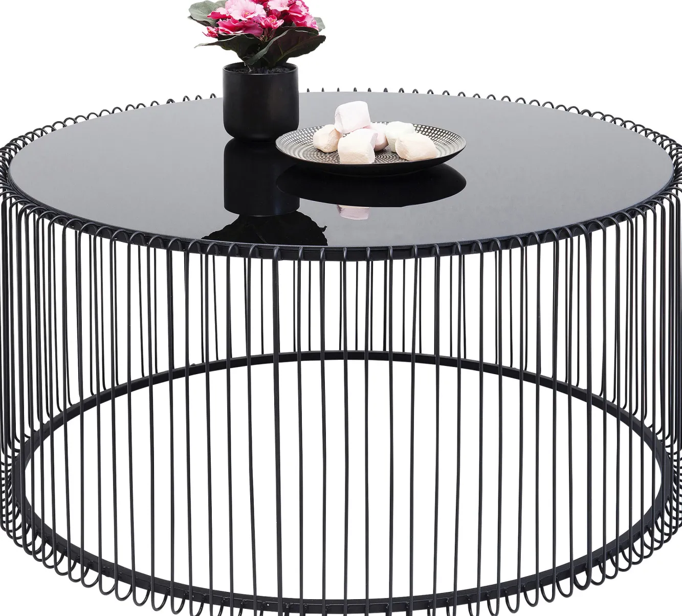 Fashion KARE Design Stolik kawowy Wire Uno Ø80 cm czarny - KARE