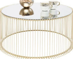 Outlet KARE Design Stolik kawowy Wire Uno Ø80 cm mosiężny - KARE