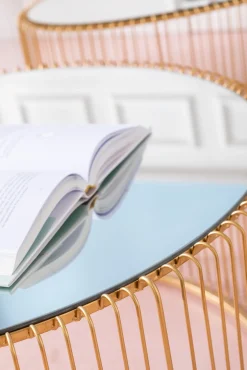 Hot KARE Design Stolik kawowy Wire Uno 90x60 cm mosiężny - KARE