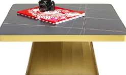 Online KARE Design Stolik kawowy z marmurowym blatem i złotą podstawą 80x80 cm - KARE