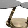 New KARE Design Stolik kawowy z obrotowymi okrągłymi blatami z ceramiki podstawa metalowa złota 133x80 cm - KARE