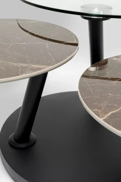 Outlet KARE Design Stolik kawowy z obrotowymi blatami szkło i ceramika 80-124x80 cm - KARE
