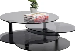 Hot KARE Design Stolik kawowy z obrotowymi szklanymi blatami Ø90 (170)x43 cm - KARE