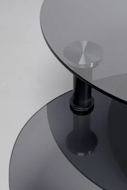 Hot KARE Design Stolik kawowy z obrotowymi szklanymi blatami Ø90 (170)x43 cm - KARE