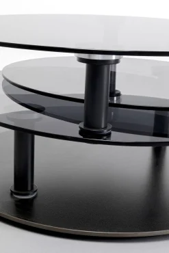 Hot KARE Design Stolik kawowy z obrotowymi szklanymi blatami Ø90 (170)x43 cm - KARE