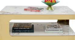 Best KARE Design Stolik kawowy z półką biało-złoty ceramika i stal nierdzewna 130x70 cm - KARE