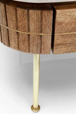 Hot KARE Design Stolik kawowy z szufladami drewno mango i marmur nogi złote 110x60 cm - KARE
