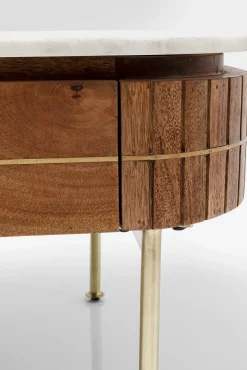 Hot KARE Design Stolik kawowy z szufladami drewno mango i marmur nogi złote 110x60 cm - KARE