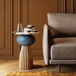 Fashion KARE Design Stolik Masha Ø43xH62 cm - blat marmur - KARE